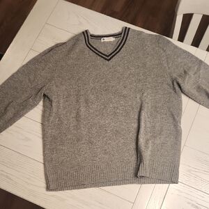 Grey V Neck JCrew Wool Sweater